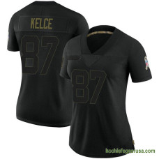 Womens Kansas City Chiefs Travis Kelce Black Authentic 2020 Salute To Service Kcc216 Jersey C3017